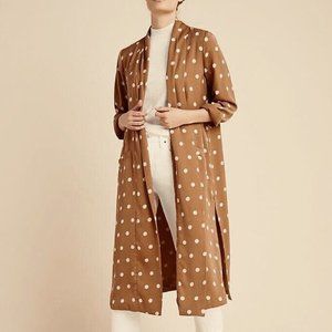 NWT Anthropologie BB Dakota Brown & White Polka Dot Duster S